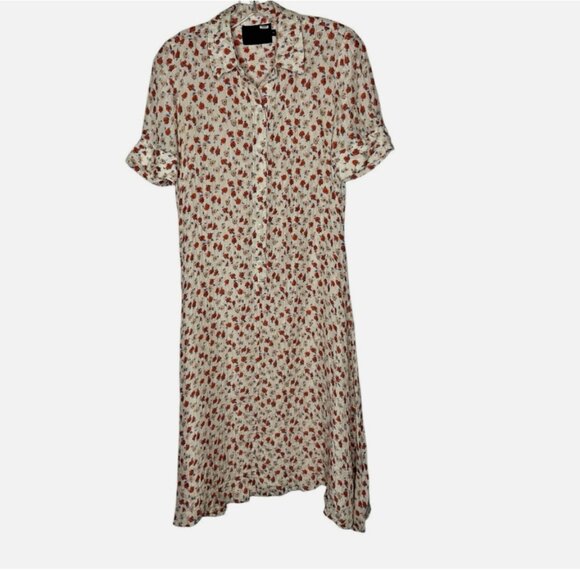 No. 6 Store Brixton Silk Shirtdress Midi Short-Sleeve Size 2-4 *READ FLAW* - Picture 2 of 7